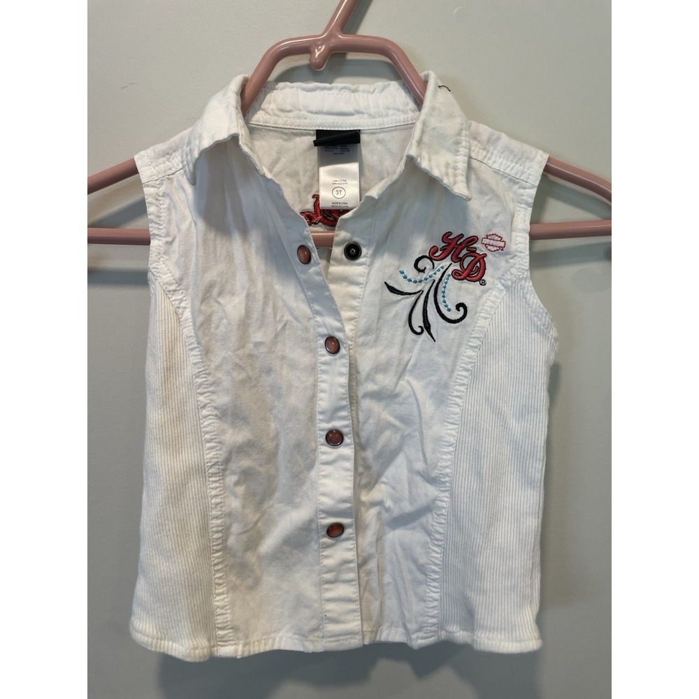 Child's Girls HARLEY DAVIDSON vest - sz 3T - Sleeveless Cut Off